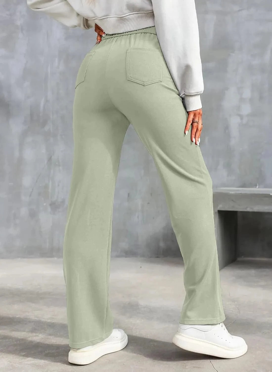 Elastyczne spodnie rekreacyjne z wysokim stanem