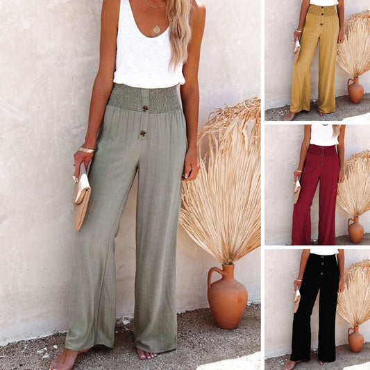 😍Lniane spodnie damskie z wysokim stanem