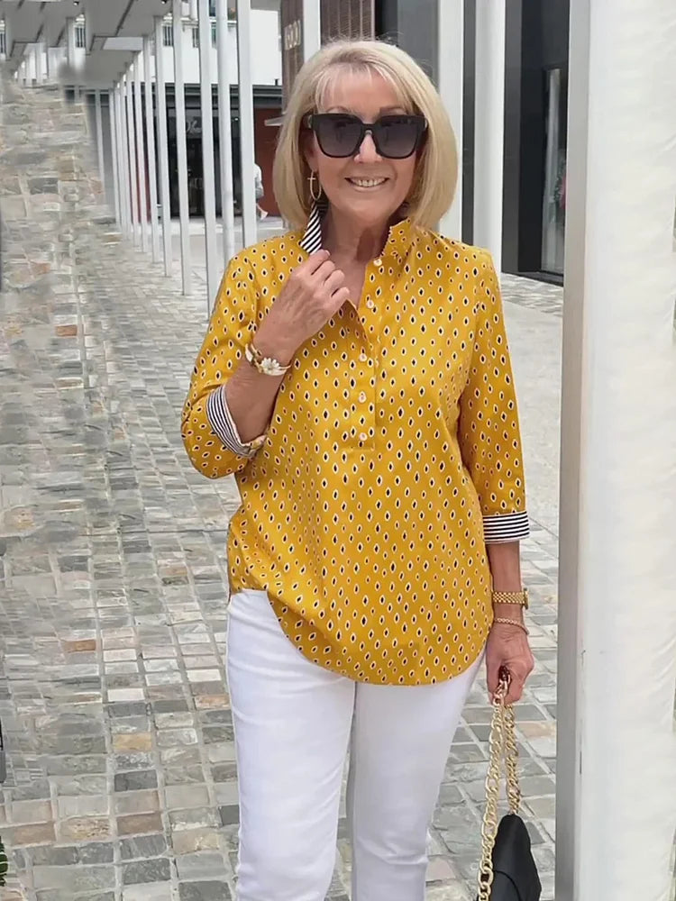 🌈2025 Koszula ze stójką i nadrukowanymi rękawami 3/4