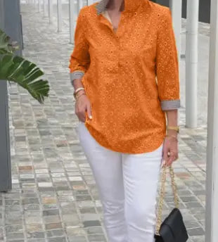 🌈2025 Koszula ze stójką i nadrukowanymi rękawami 3/4