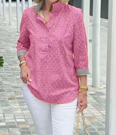 🌈2025 Koszula ze stójką i nadrukowanymi rękawami 3/4