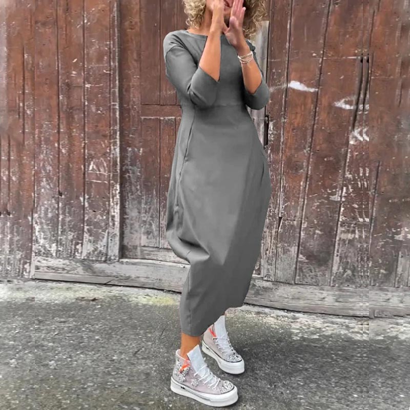 Prosta elegancka sukienka dla kobiet z kieszenią