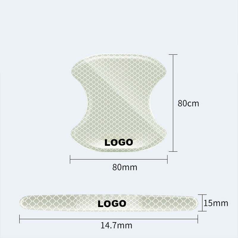 Naklejka na klamkę drzwi samochodu (miska drzwi + pasek antykolizyjny/zestaw 8 sztuk)
