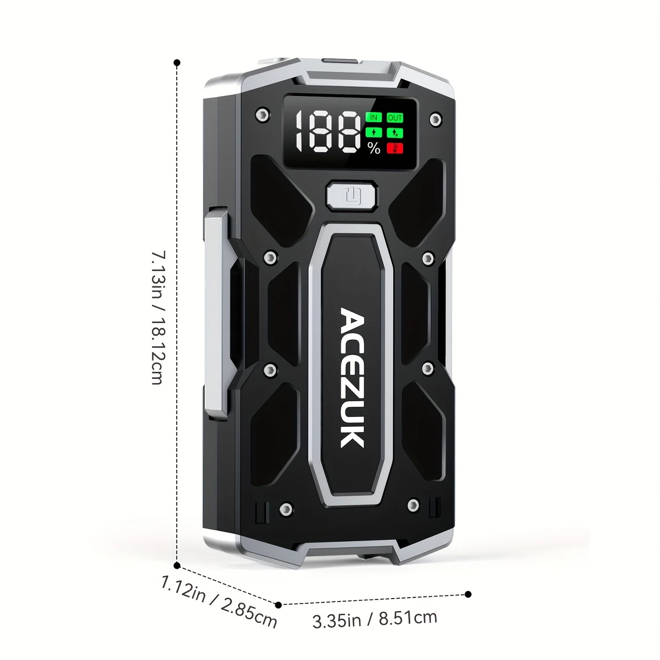 Rozrusznik samochodowy 7000A szczytowy 12V (10,0 l benzyny/8,0 l oleju napędowego), akumulator rozruchowy ze światłem LED, inteligentny rozrusznik z 8 zabezpieczeniami, w zestawie z torbą transportową