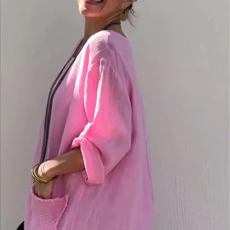 💕Długa sukienka z bawełny i lnu, patchworkowa