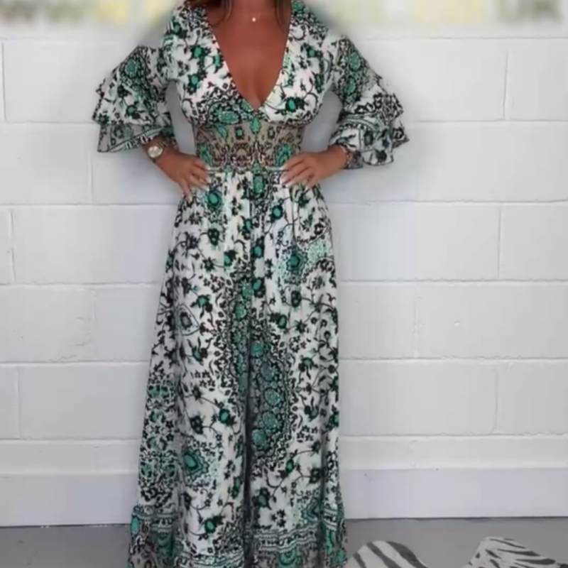 S-5XL🥰Damski kombinezon z nadrukiem i dekoltem w serek