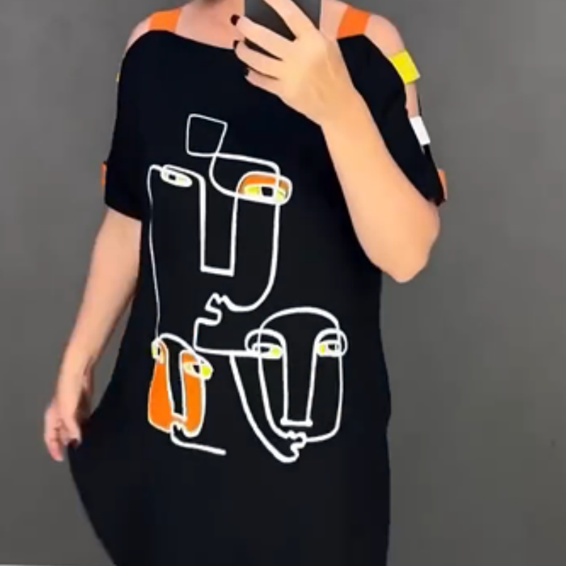 🍂Modna damska sukienka z krótkim rękawem z nadrukiem