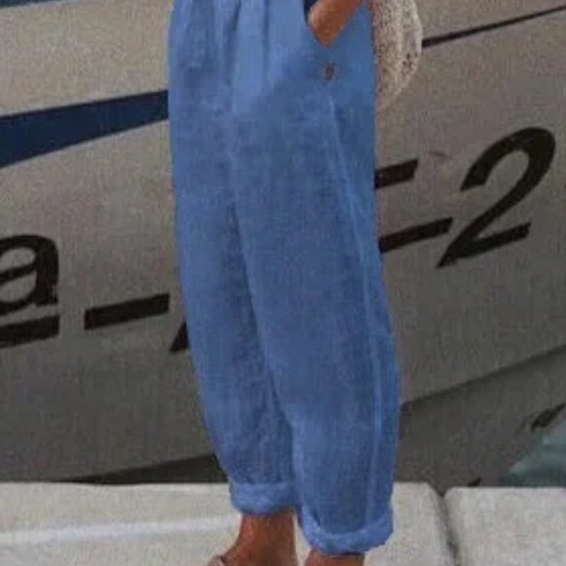 Oddychające Lniane Spodnie Casualowe