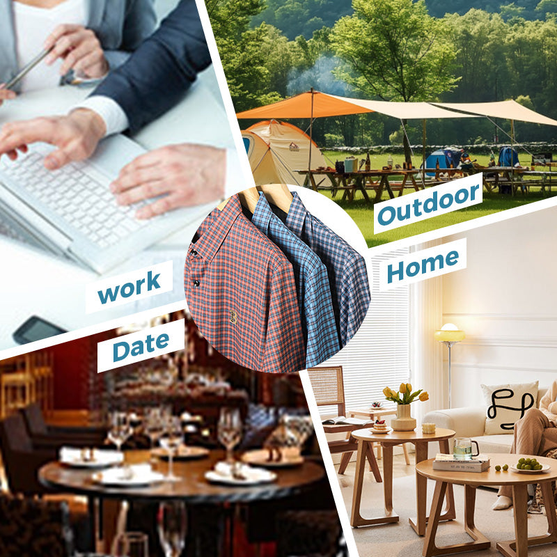 🍃Męska koszula w kratę, casual, z krótkim rękawem