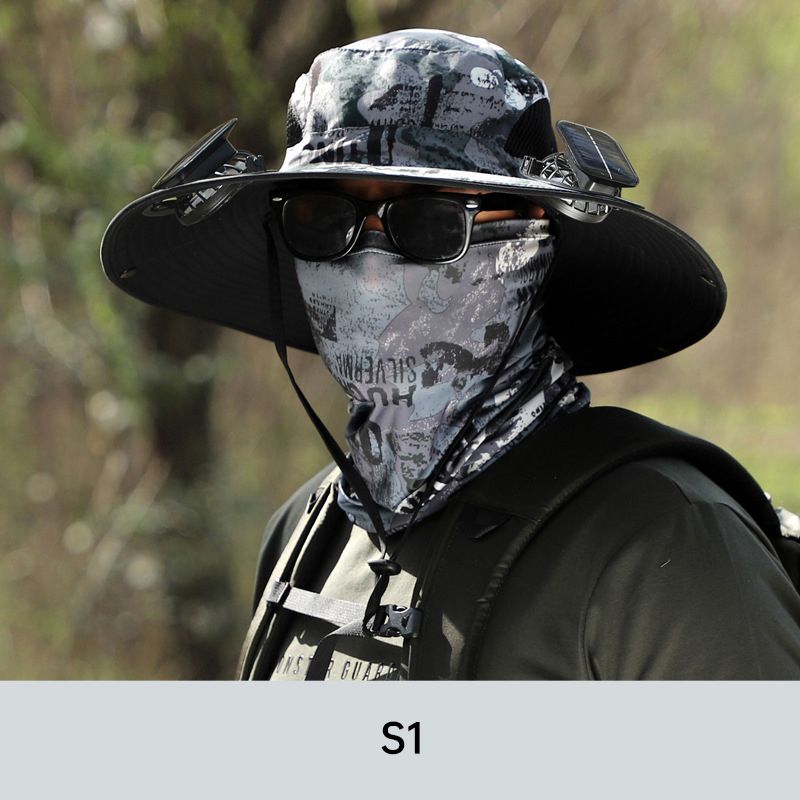 Męski kapelusz przeciwsłoneczny Fisherman Hat z 2 odłączanymi wentylatorami słonecznymi