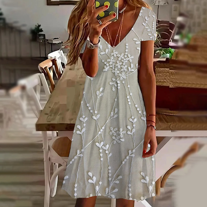 Eleganckie damskie sukienki z dekoltem w serek z nadrukiem