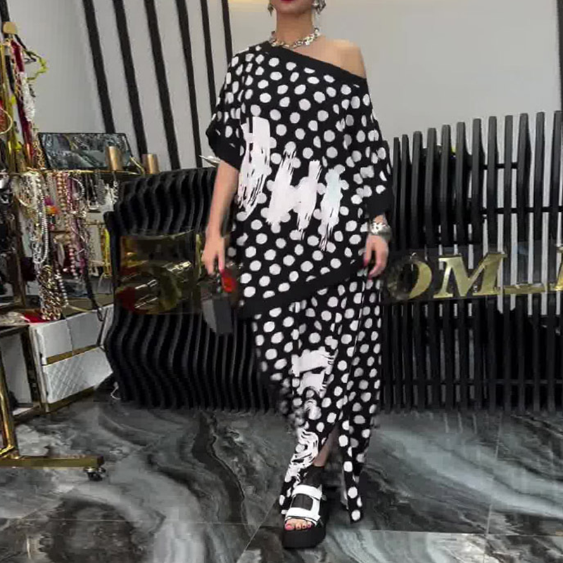 Komplet 2-częściowy: oversize'owy top i szerokie spodnie dla kobiet