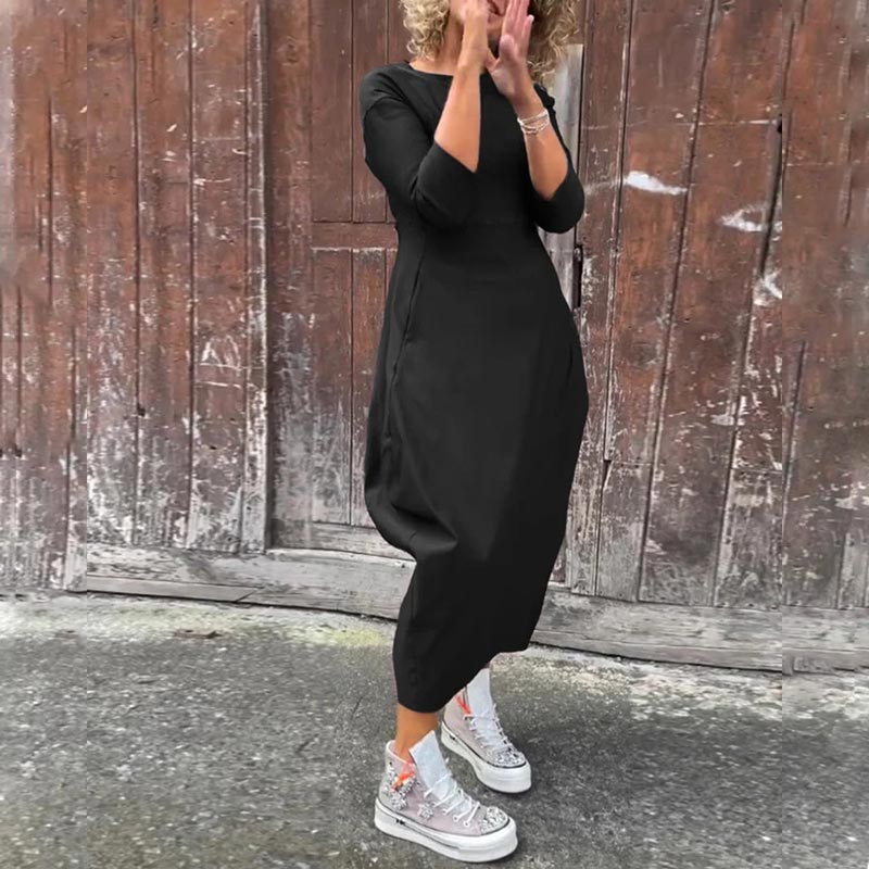 Prosta elegancka sukienka dla kobiet z kieszenią