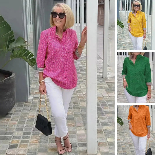 🌈2025 Koszula ze stójką i nadrukowanymi rękawami 3/4