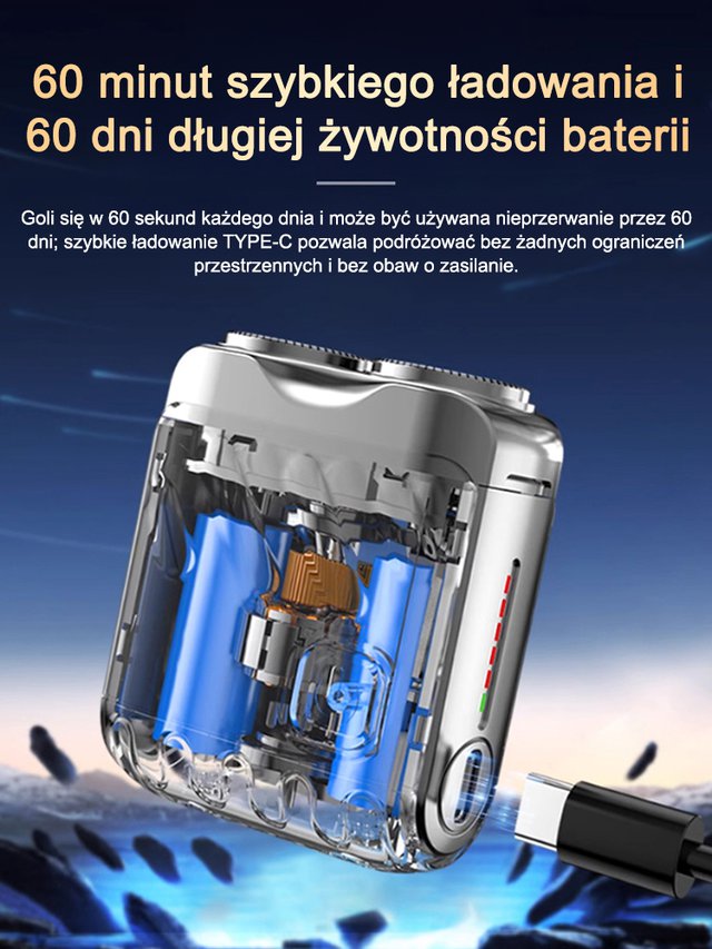 Mała stalowa maszynka do golenia z zawieszonym ostrzem magnetycznym