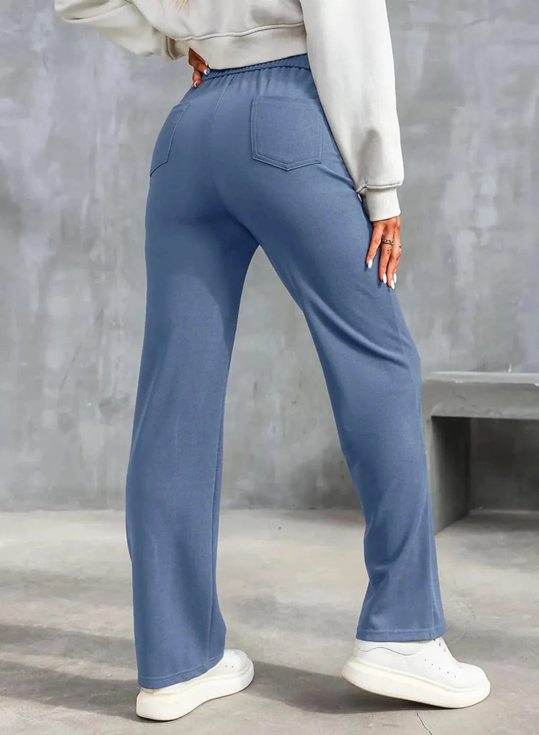 Elastyczne spodnie rekreacyjne z wysokim stanem