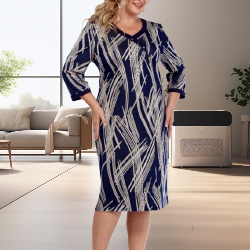 🌸Eleganckie sukienki damskie z abstrakcyjnymi wzorami i siedmioma rękawami