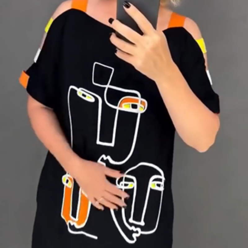 🍂Modna damska sukienka z krótkim rękawem z nadrukiem