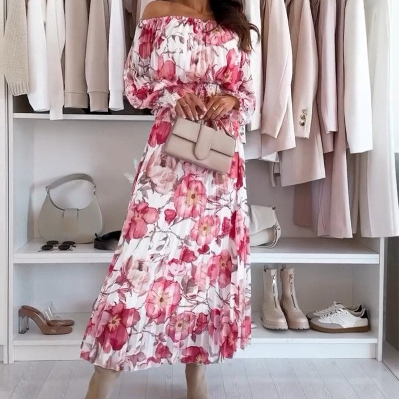 🌸Kwiatowy top z odkrytymi ramionami i dwuczęściowy komplet z długą spódnicą