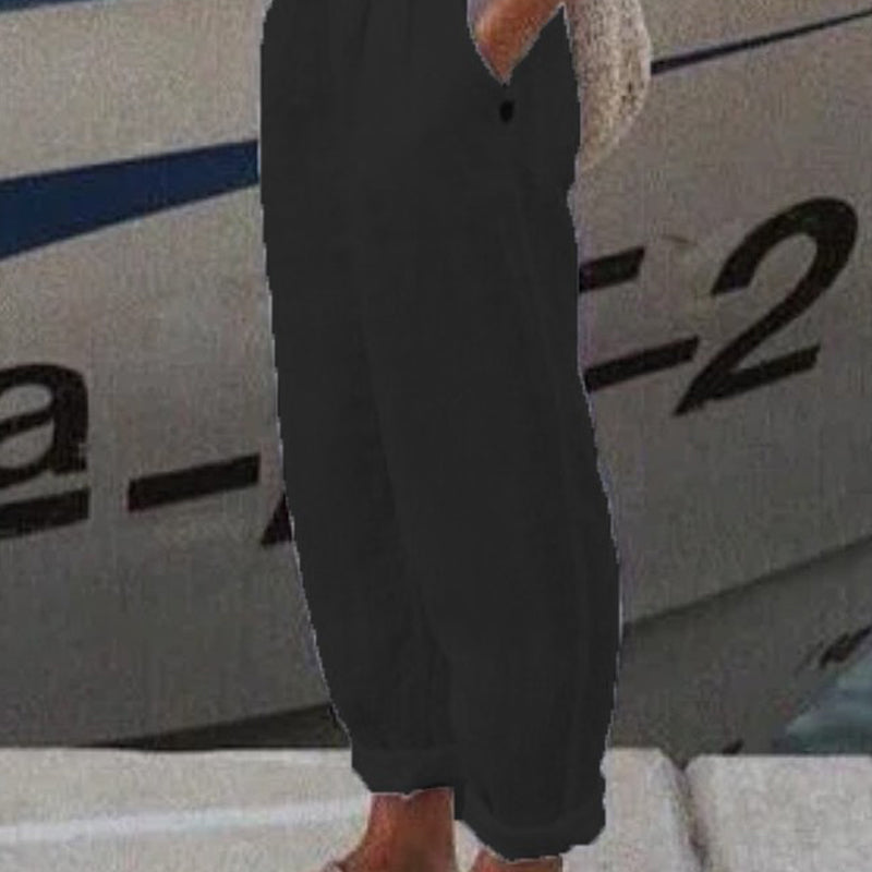 Oddychające Lniane Spodnie Casualowe