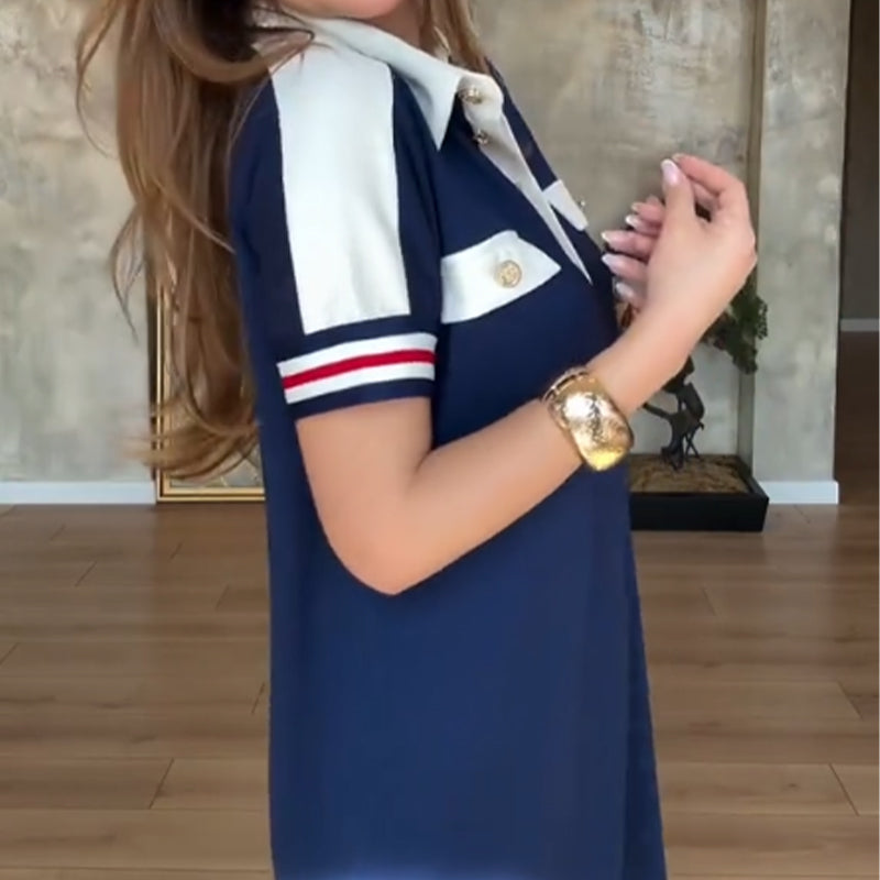 😍Nowoczesne sukienki damskie z krótkimi rękawami na klapie