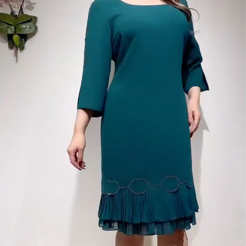 💝Elegancka sukienka z okrągłym dekoltem i falbaniastym dołem