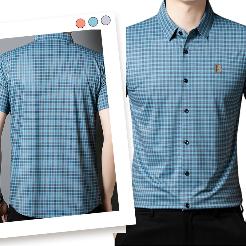 🍃Męska koszula w kratę, casual, z krótkim rękawem