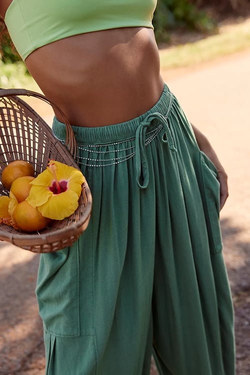 🍁Lekkie bawełniane spodnie z wysokim stanem