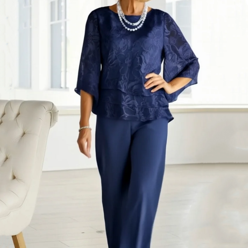 Eleganckie damskie topy z wiązaniem i szerokie spodnie w komplecie