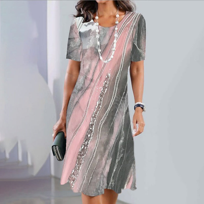 🌹Naszyjnik z różą gratis🌸Damska, uniwersalna, casualowa sukienka z nadrukiem